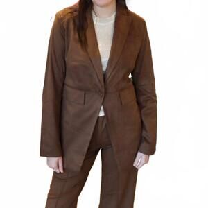 NEW ELAN suede button front blazer in chocolate